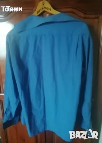 Нова Мъжка Синя Риза с Дълъг Ръкав М, снимка 7 - Ризи - 53728778