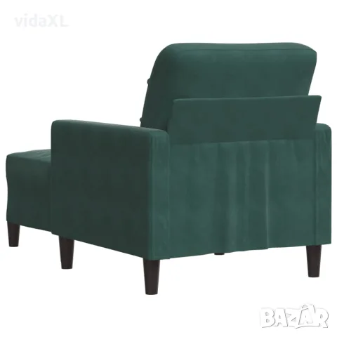 vidaXL Кресло с табуретка, тъмнозелено, 60 см, кадифе, снимка 5 - Дивани и мека мебел - 56148657