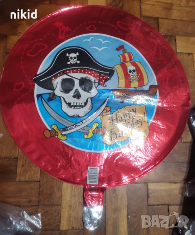 Пират с кораб Пиратско парти кръг кръгъл балон фолио фолиев хелий или въздух парти рожден ден