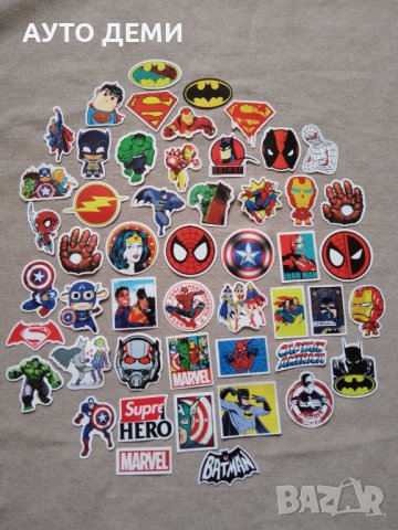 Цветни самозалепващи гланцирани стикери на супер герои Хълк Спайдърмен Батман Супермен Америка Желез