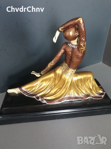 30см-9кг Chiparus статуетка/френска бронзова скулптура/Арт Деко фигура кабаретна танцьорка-балерина, снимка 4 - Статуетки - 52457609