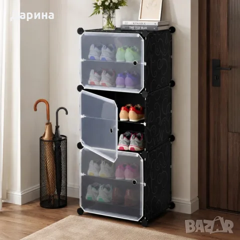 черен модулен шкаф за обувки , снимка 2 - Шкафове - 56039645