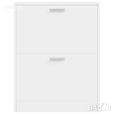 vidaXL Бял дървен шкаф за обувки с 2 отделения, снимка 4 - Шкафове - 56146357