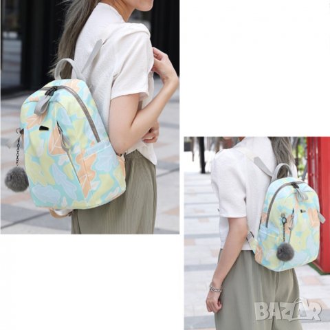 Дамска раница Leaf + пухче, снимка 3 - Раници - 40298572