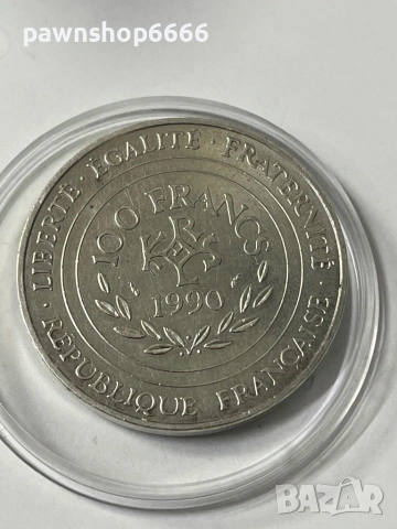 Франция 100 франка, 1990 Карл Велики, снимка 2 - Нумизматика и бонистика - 53197111