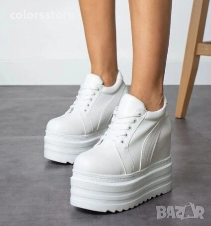 Кецове на платформа - бели - SJN56