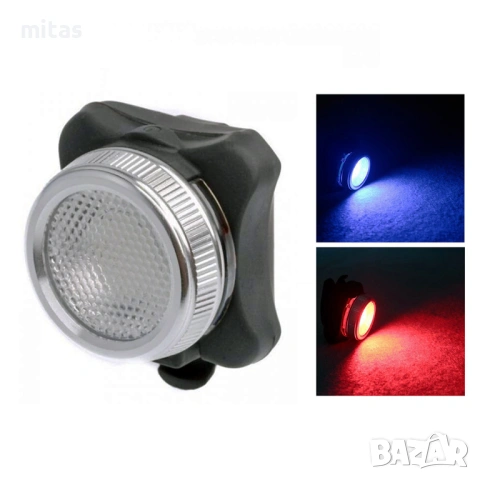 2 в 1 Компактен LED фар и стоп за велосипед Бяла/Червена светлина, USB