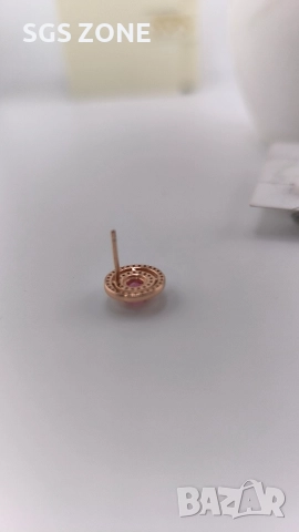 Сребърни обеци с позлатено с розов топаз, снимка 5 - Обеци - 52857049