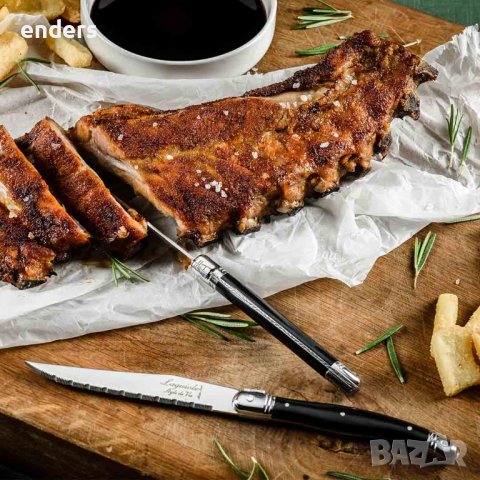 Комплект 6 ножa за стекове с дървена поставка Laguiole Style de Vie Premium Black, снимка 4 - Прибори за хранене, готвене и сервиране - 42176435
