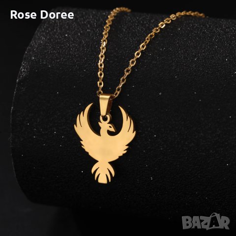 RD 481 Феникс колие в златисто медицинска стомана жар птица подарък безплатна доставка, снимка 1