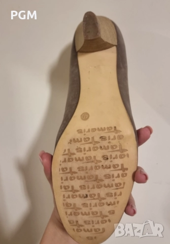 Кафеви токчета, естествена кожа Tamaris 40 номер, снимка 8 - Дамски обувки на ток - 52957197