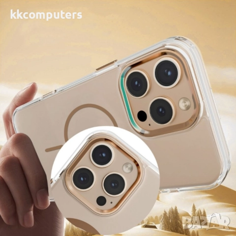 Силиконов кейс bSmart Clear Thin Magsafe и Протектор За iPhone 17 (6.3), Златен, снимка 7 - Калъфи, кейсове - 52034250