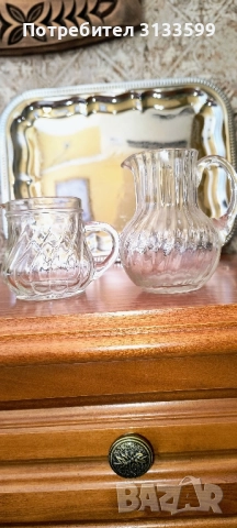 Керамична ЗАХАРНИЦА; Две стъклени канички, снимка 6 - Колекции - 51697976