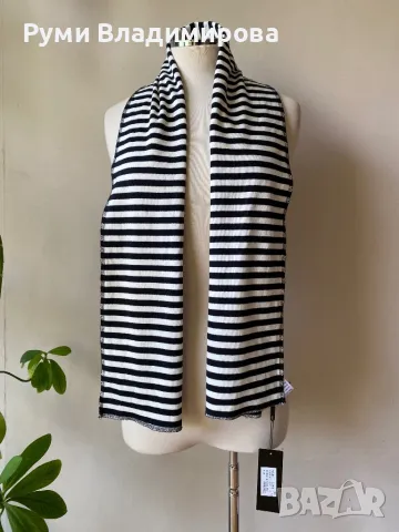 Шал на черно бели райета, Soya,  с етикет от 100 % памук