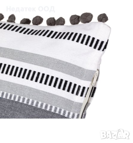 Декоративна  възглавница, Cushion Grey Stripes Pon Pon, 60x40 cм, Многоцветна, снимка 3 - Възглавници - 40995191