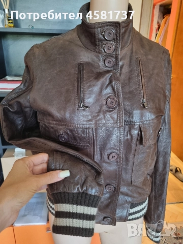 Дамско кожено яке, размер.S/M, снимка 3 - Якета - 51712914