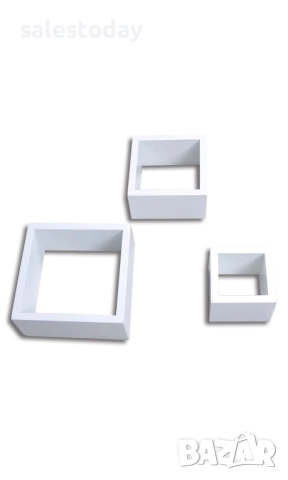 Рафтове за стена, бели, 3бр квадратни етажерки в комплект , снимка 3 - Аксесоари за кухня - 33939573