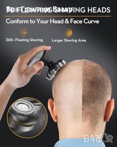 Нов Иновативен 7D Мъжки Бръснач, IPX7, 3 Скорости, LED Дисплей, снимка 4 - Електрически самобръсначки - 44211135