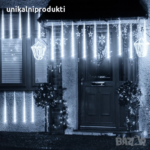 НОВО ПАДАЩ СНЯГ Коледни външни лампички 3м х 80см с 8 изстрелващи функции студено бяла светлина 