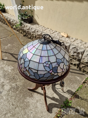 Прекрасна антикварна таванна лампа Тифани , снимка 7 - Лампи за таван - 52139098
