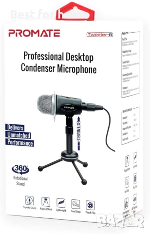 Висококачествен микрофон за компютър и лаптоп от Promate, снимка 6 - Микрофони - 51461619