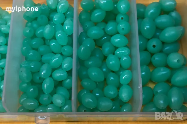 Светещи мъниста 375 бр. маслиненозелени овални меки пластмасови рибени мъниста против удар, аксесоар