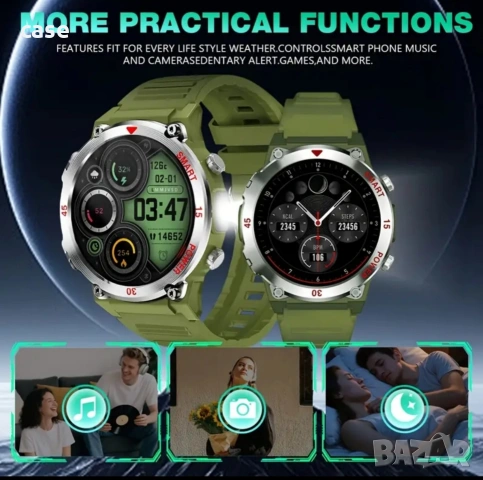 Смарт часовник 1,52 инча тъчскрийн Нов, снимка 4 - Мъжки - 53838917