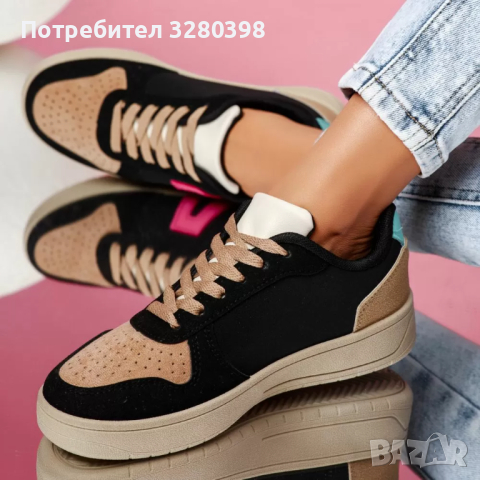 Модни дамски кецове с равна подметка модел: Abc-365 black, снимка 3 - Маратонки - 44839351