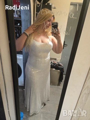 Бяла рокля L/XL, снимка 3 - Рокли - 53276455