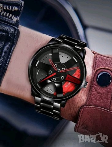 Мъжки луксозен спортен часовник с дизайн на джанта, снимка 3 - Мъжки - 42020114