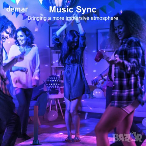 Ustellar RGB светлинна лента за синхронизиране с музика,8 динамични режима за декорация на стая 2 бр, снимка 6 - Лед осветление - 44148260