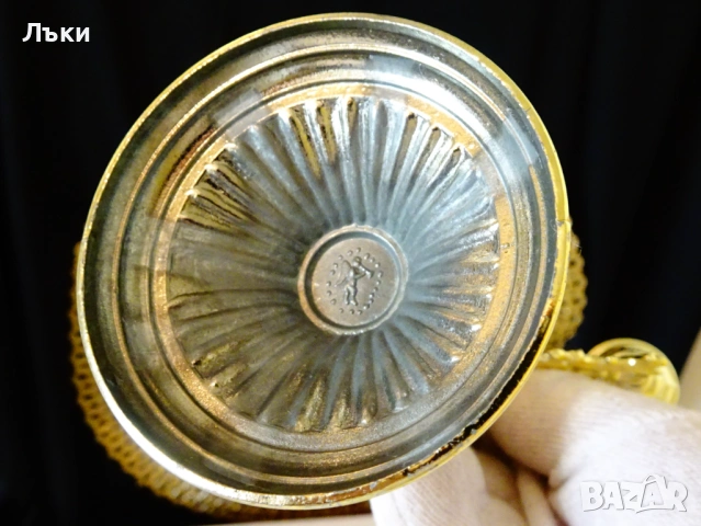 Калаен троен свещник тройка,посребрен,позлатен. , снимка 6 - Антикварни и старинни предмети - 53650541