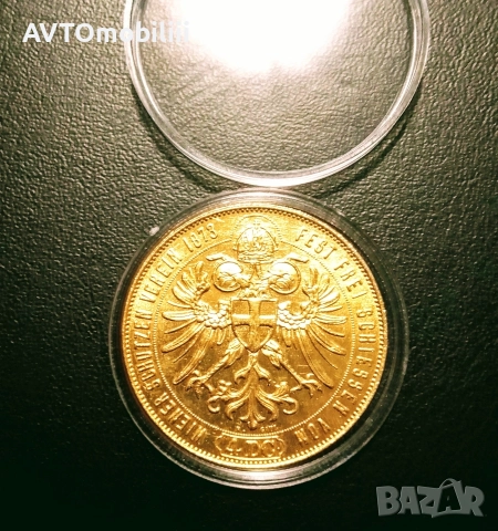 Позлатена монета 4 Дуката 1873 г Австрийска империя 