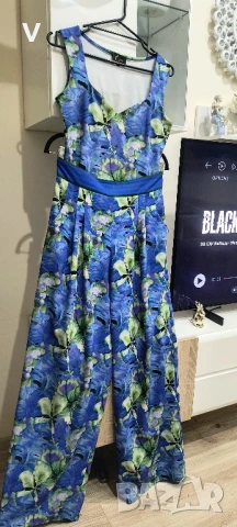 Дамски сет комплект Christine Fashion топ + широк панталон висока талия цял черен бански сандали, снимка 4 - Комплекти - 51363952