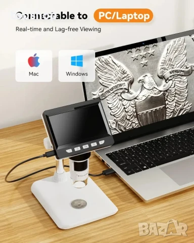 НОВ, тестван 4.3" цифров микроскоп SKYEAR с 1000x увеличение и 8 регулируеми LED светлини с SD и USB, снимка 4 - Друга електроника - 50542538