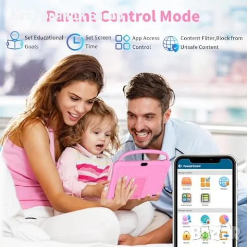 Нов Детски таблет с приложения, контрол, силиконов калъф, камера деца, снимка 3 - Друга електроника - 49683201