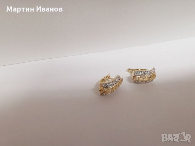 Златни обеци с цирконий 1, снимка 5 - Обеци - 35945126