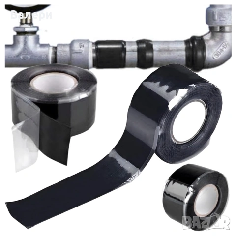 Самозалепваща се силиконова уплътнителна лента черна 25 мм x 3 м