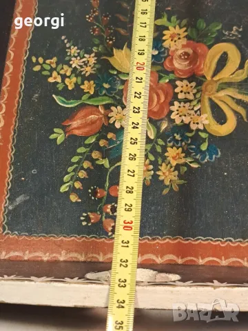 ретро дървен ръчноизрисуван с цветя поднос 22/3, снимка 6 - Декорация за дома - 49199555