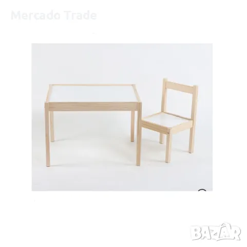 Комплект детска масичка и стол Mercado Trade, За деца, Дърво, Бял, снимка 4 - Мебели за детската стая - 48868167