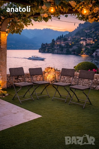 Сгъваеми градински столове, 4 бр, HDPE и стомана, кафяви от Германия чисто нови , снимка 11 - Градински мебели, декорация  - 53528175
