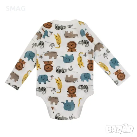 Бяло памучно боди с животинки S_1245615, снимка 3 - Бодита за бебе - 49897277