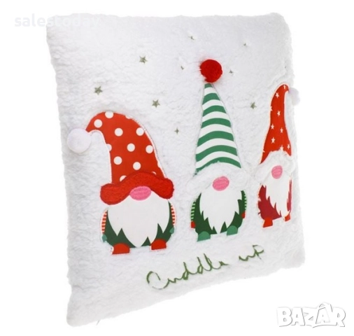Коледна възглавница с джуджета, бял, снимка 3 - Възглавници - 52373627