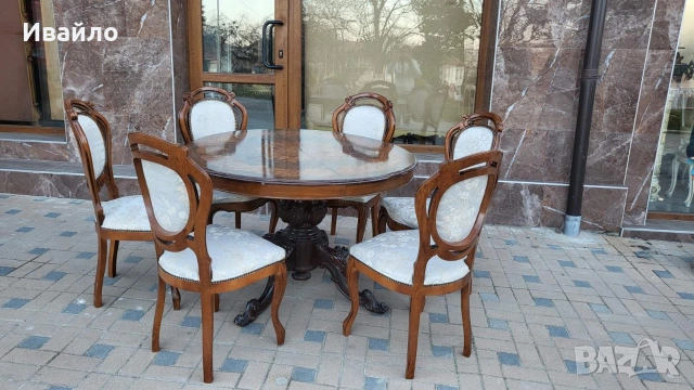 Трапезна маса със 6 броя столове , снимка 4 - Маси - 53839521