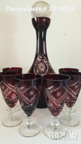Красив кристален сервиз за вино и ракия. , снимка 1