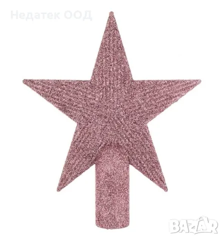 Връх за коледна елха, Звезда, Розов, 15см