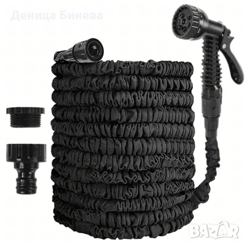 Гъвкав разтеглив градински маркуч 30м – Пълен комплект с пистолет (7 функции) и конектори, снимка 15 - Напояване - 53481127