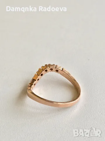 Златен пръстен с Диаманти , снимка 8 - Пръстени - 49847453