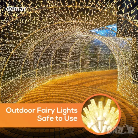 THKFUL Външни коледни феерични светлини, 50M Crystal 300LED, водоустойчиви, дистанционно с 8 режима, снимка 4 - Лед осветление - 47866811