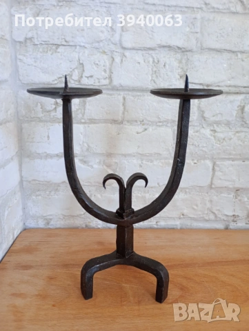 Стар свещник от ковано желязо, снимка 3 - Други ценни предмети - 53207830